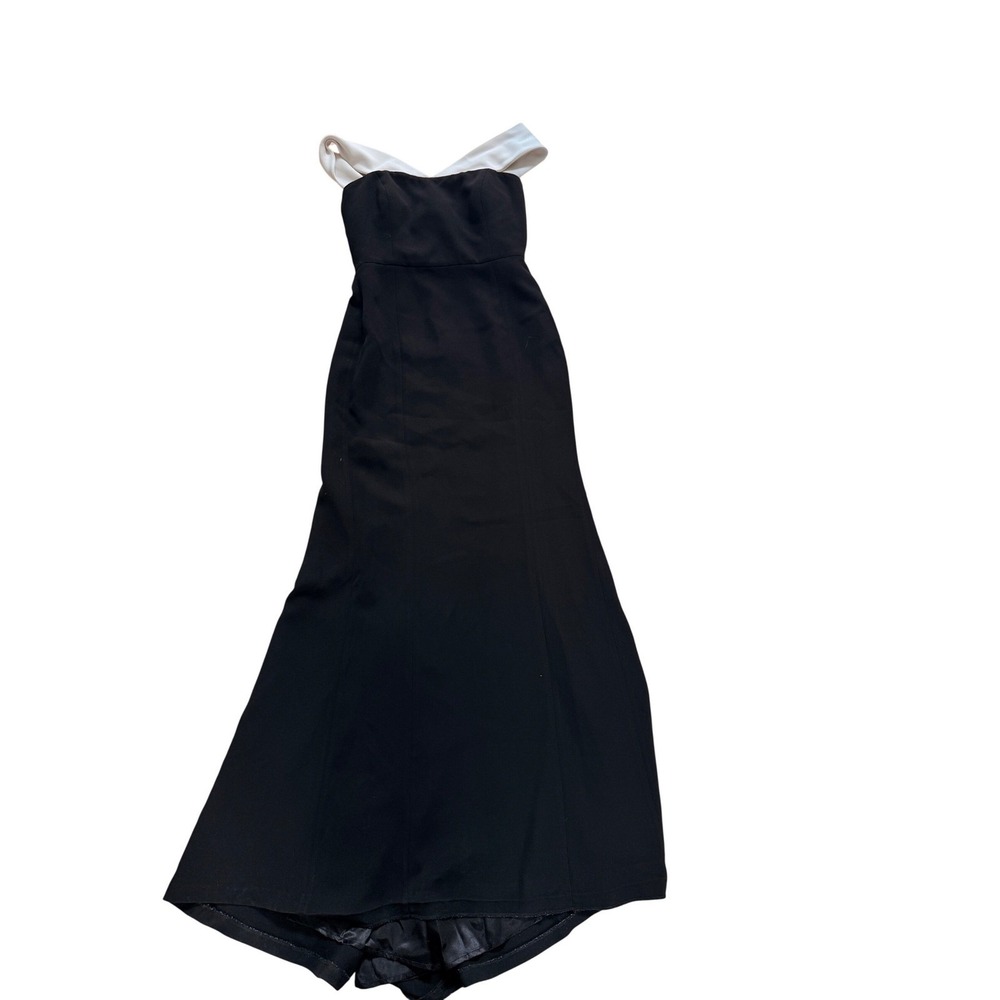 Calvin Klein Womens Black White Off Shoulder Mermaid Evening Gown Dress Size 4